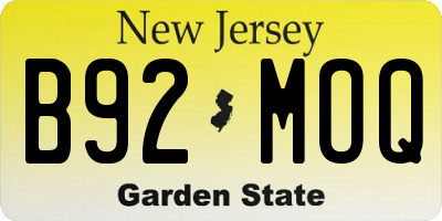 NJ license plate B92MOQ