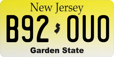 NJ license plate B92OUO