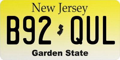 NJ license plate B92QUL