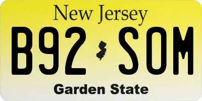 NJ license plate B92SOM