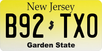 NJ license plate B92TXO