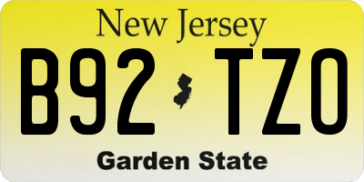 NJ license plate B92TZO