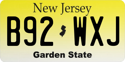 NJ license plate B92WXJ