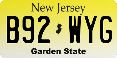NJ license plate B92WYG