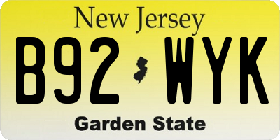 NJ license plate B92WYK