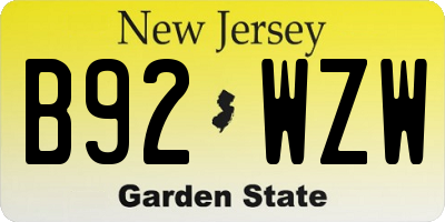 NJ license plate B92WZW