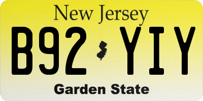 NJ license plate B92YIY