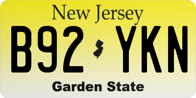 NJ license plate B92YKN