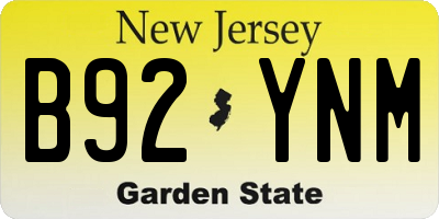 NJ license plate B92YNM