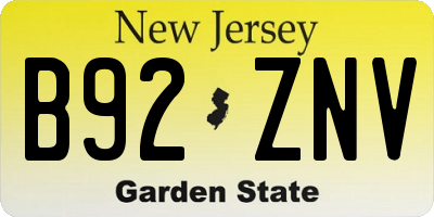 NJ license plate B92ZNV