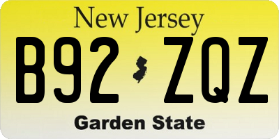 NJ license plate B92ZQZ