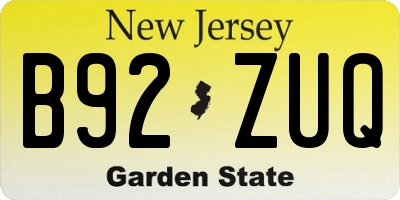 NJ license plate B92ZUQ
