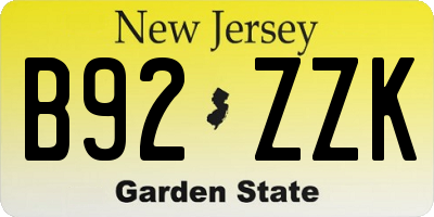 NJ license plate B92ZZK