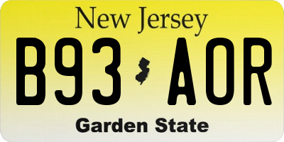 NJ license plate B93AOR
