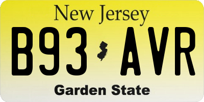 NJ license plate B93AVR