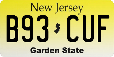 NJ license plate B93CUF