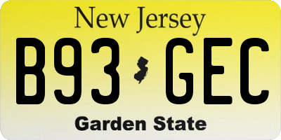 NJ license plate B93GEC
