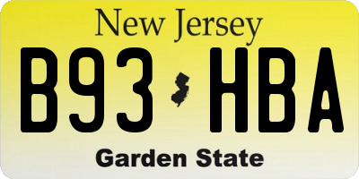 NJ license plate B93HBA