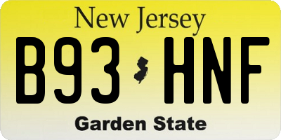 NJ license plate B93HNF