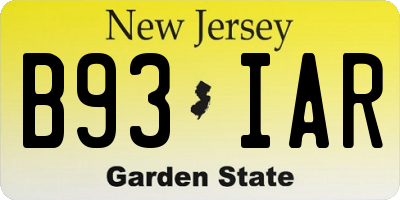 NJ license plate B93IAR