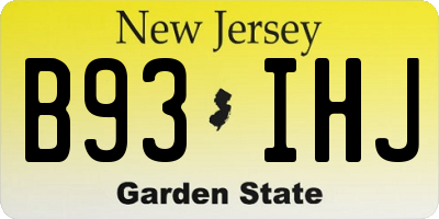 NJ license plate B93IHJ