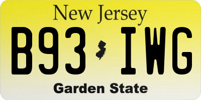 NJ license plate B93IWG