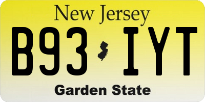 NJ license plate B93IYT