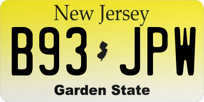 NJ license plate B93JPW