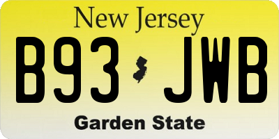 NJ license plate B93JWB