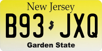 NJ license plate B93JXQ