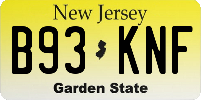 NJ license plate B93KNF