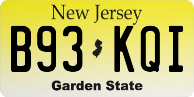 NJ license plate B93KQI