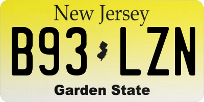 NJ license plate B93LZN