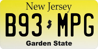 NJ license plate B93MPG