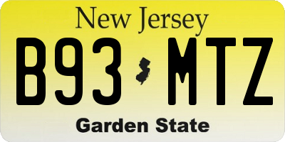 NJ license plate B93MTZ