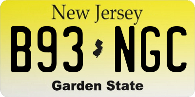 NJ license plate B93NGC