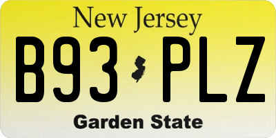 NJ license plate B93PLZ