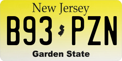 NJ license plate B93PZN