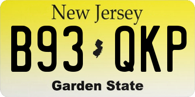 NJ license plate B93QKP