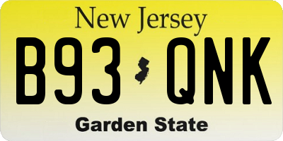 NJ license plate B93QNK