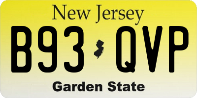 NJ license plate B93QVP