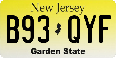 NJ license plate B93QYF