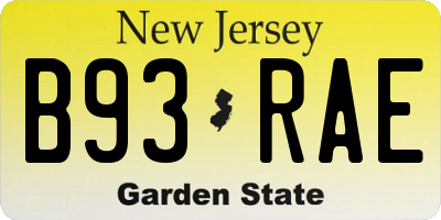 NJ license plate B93RAE