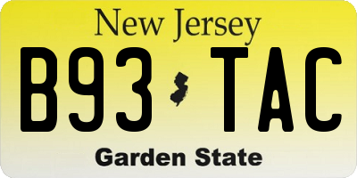 NJ license plate B93TAC