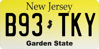 NJ license plate B93TKY