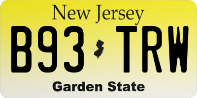 NJ license plate B93TRW
