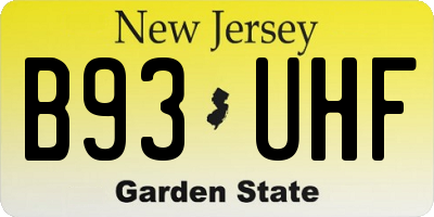 NJ license plate B93UHF