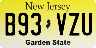 NJ license plate B93VZU