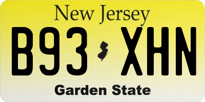 NJ license plate B93XHN