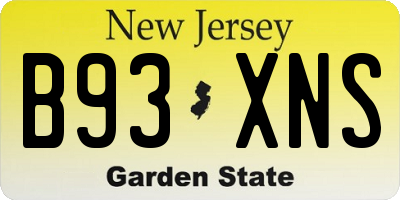 NJ license plate B93XNS